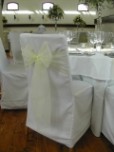 Linen chair covers, organza tie-backs